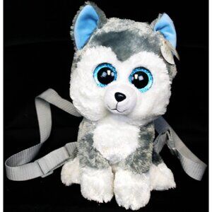 TY Gear Slush Husky Backpack + Keychain Stuffed Animal Plush Bookbag Mini Slush
